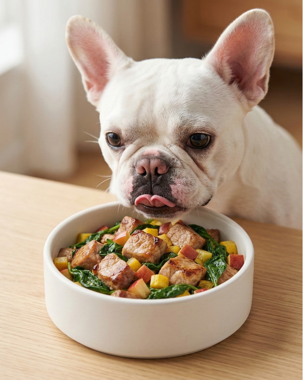 Dog receiving Rocket Meal topper for complete nutrition and energy