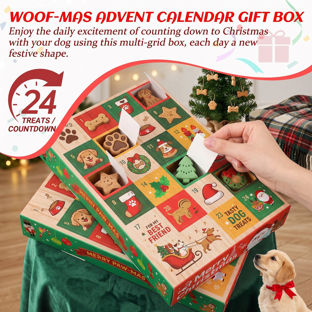 Dog & Whistle 24 Days of Woofmas advent calendar with 24 festive dog treats