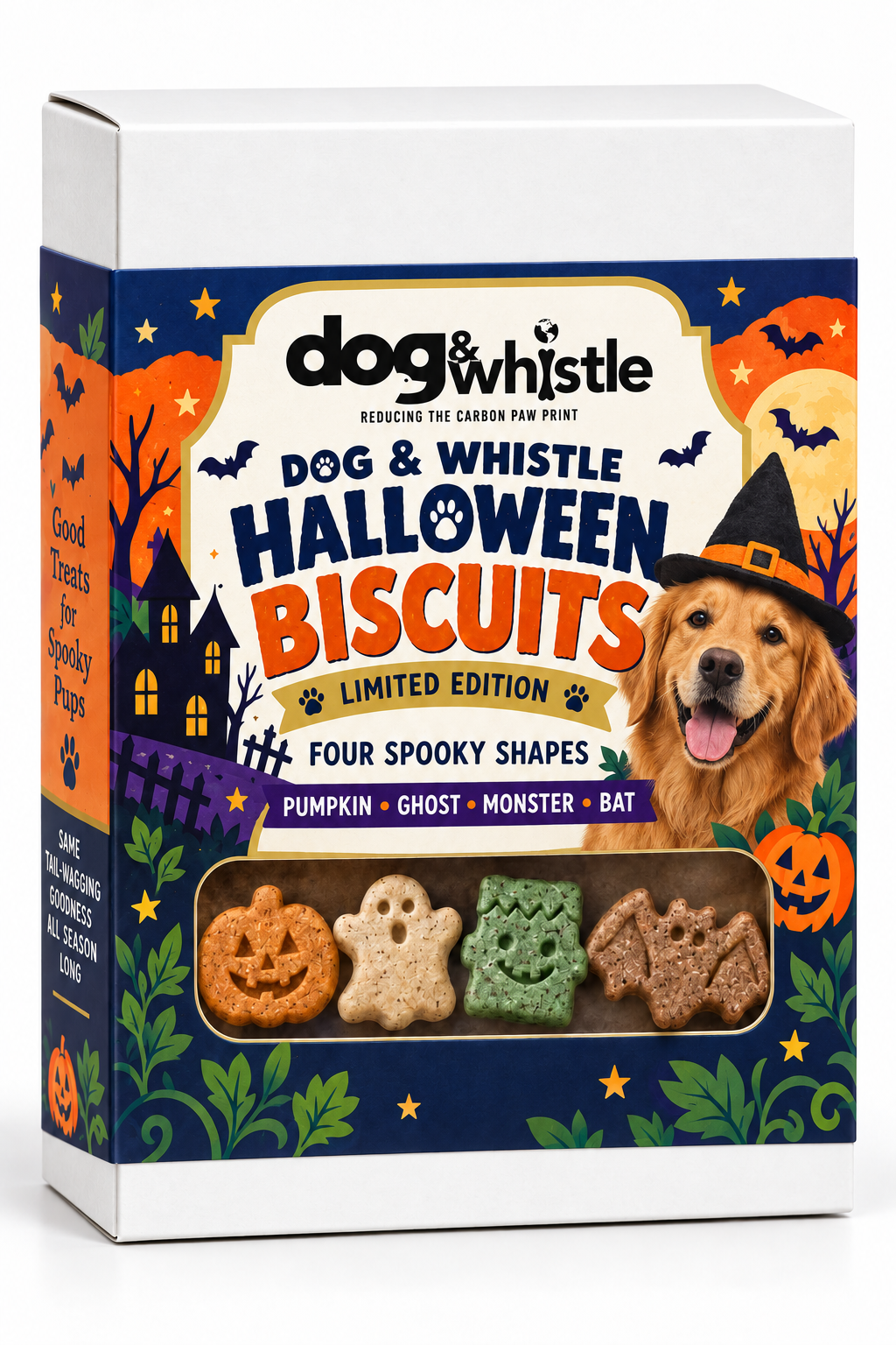 Dog & Whistle Halloween Biscuits box front