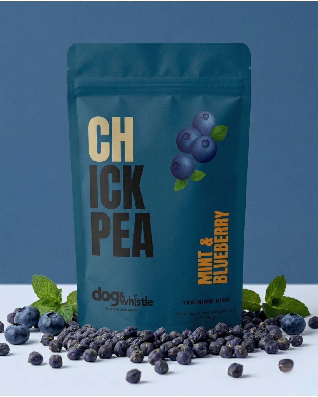 Mint & Blueberry dog treat — product packaging front view