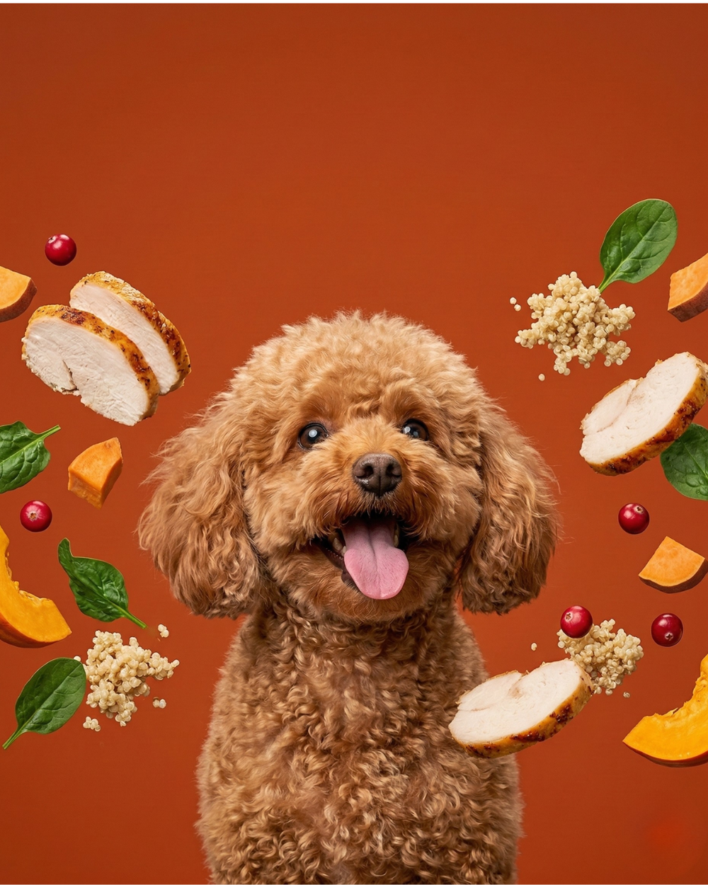 Dog eating Gobble Till You Wobble meal topper mixed with kibble