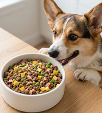Land & Sea Meal dog treat — size reference with dog paw