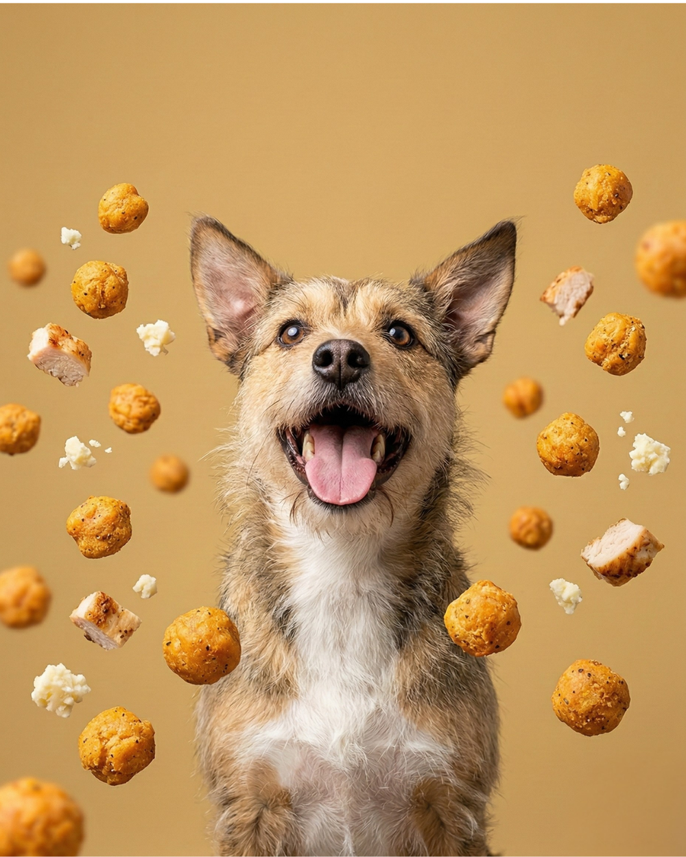 Dog training with Chicken Cordon Bleu dehydrated chicken treats
