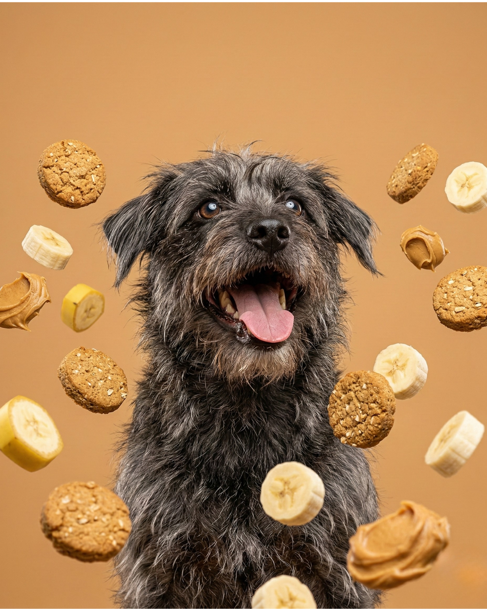 Dog enjoying Pawtit Fours signature variety dog treats