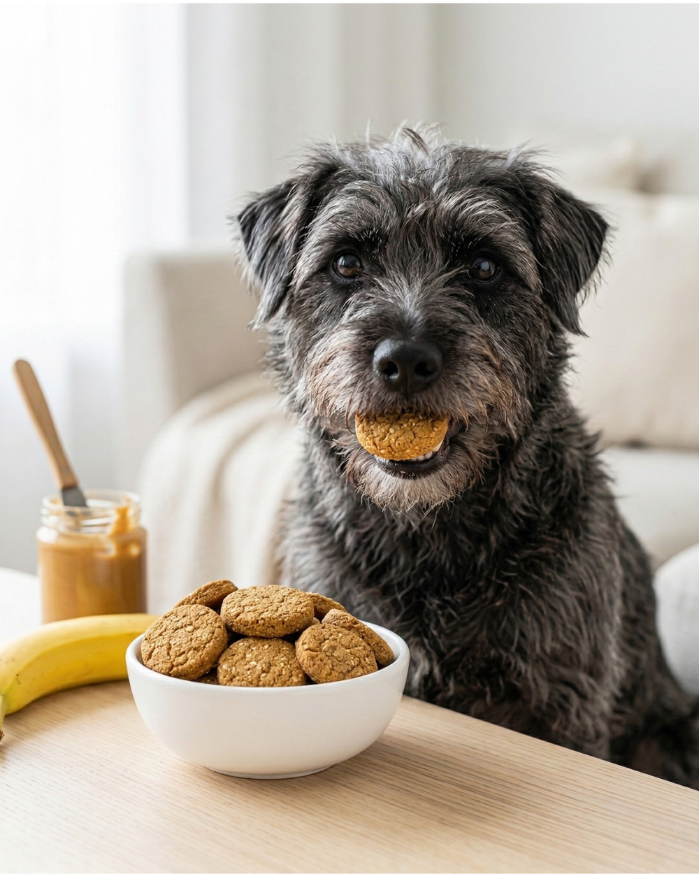 Dog tasting Pawtit Fours premium single ingredient dog treats