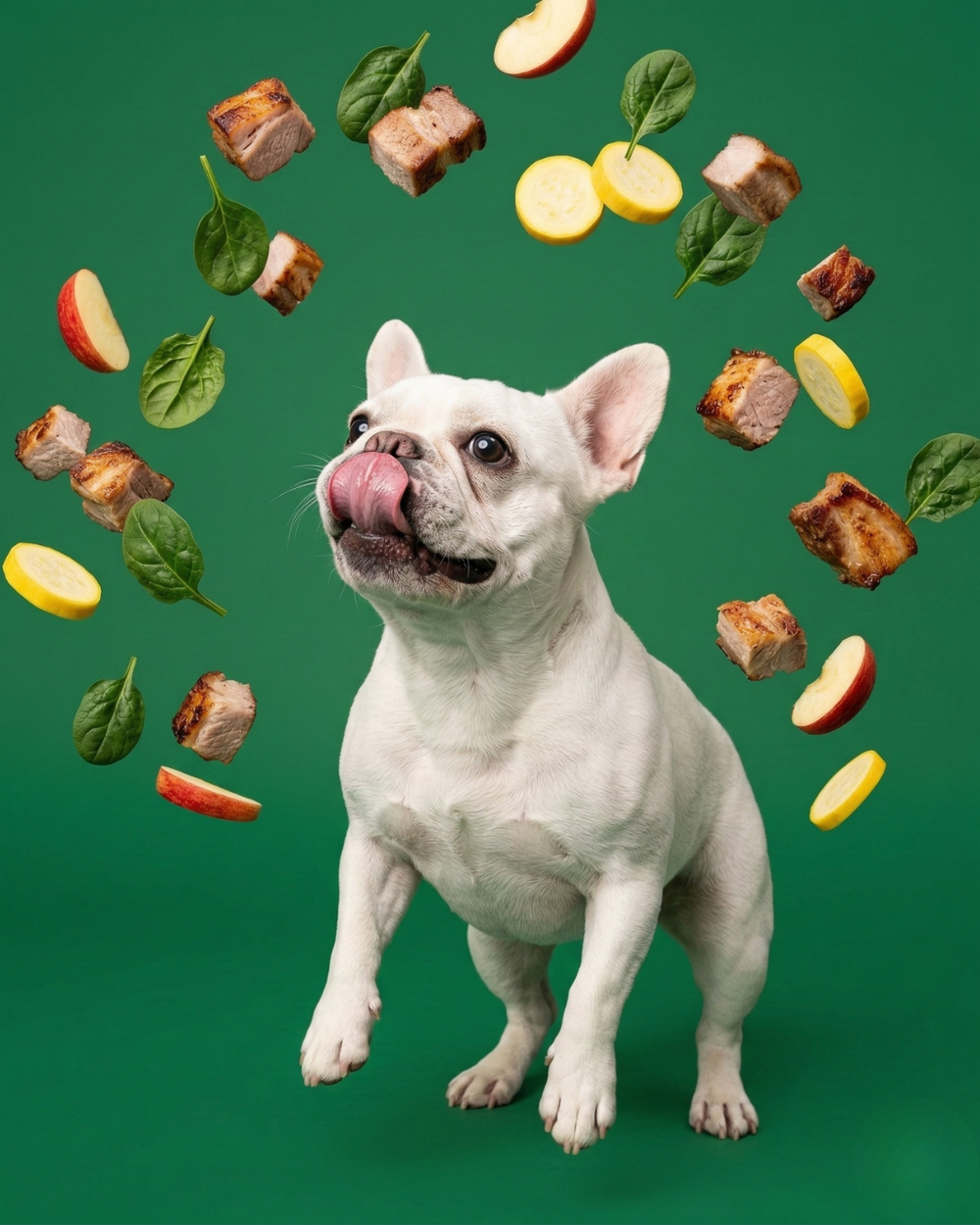 Dog enjoying Rocket Meal topper mixed into regular kibble